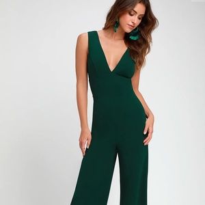 LuLus Green Sleeveless Wide-Leg Jumpsuit